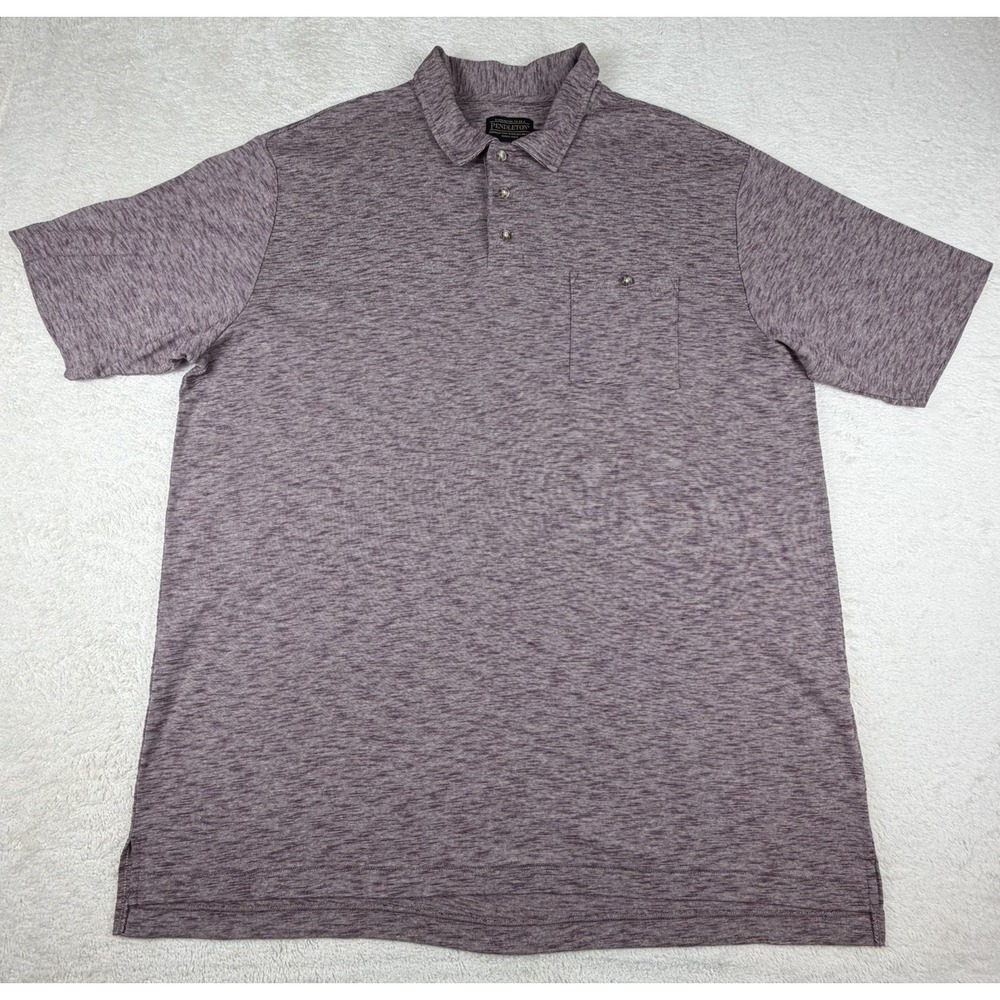 Pendleton Men's XL Burgundy Space Dye‎ Short Sleeve Polo Shirt 100% Cotton